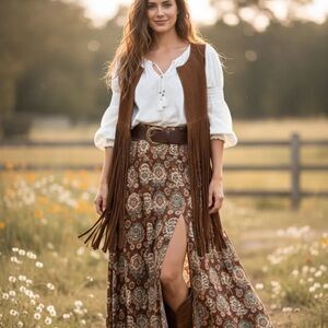 Excelsior Leather Boho Western Fringe vest